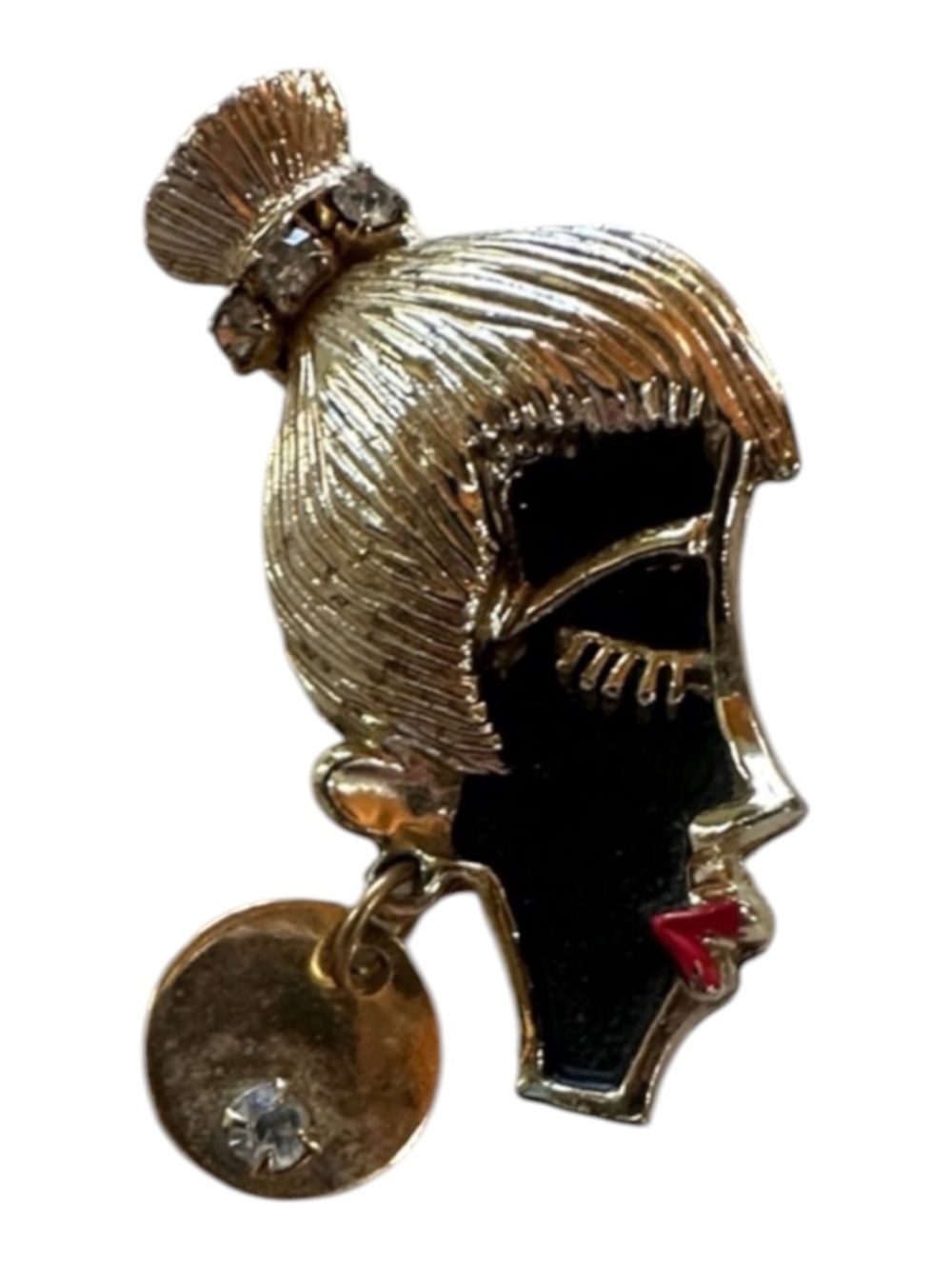 Vintage Goldtone Fashion Diva Brooch